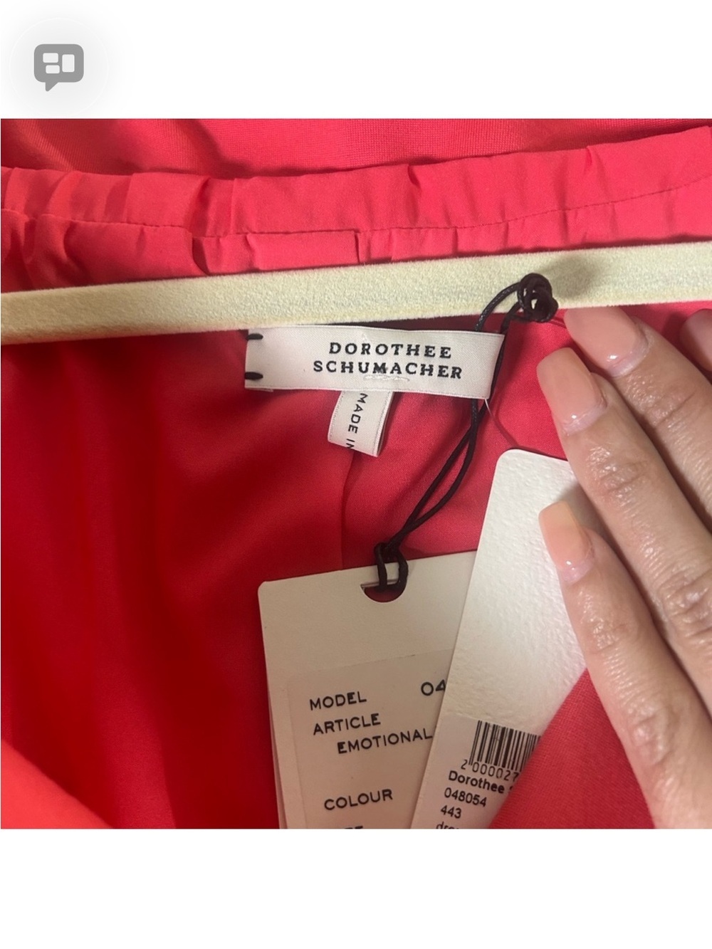 Dorothee Schumacher Off-Shoulder Coral Long-Sleeve Double-Breasted Midi Dress - Picture 10 of 16